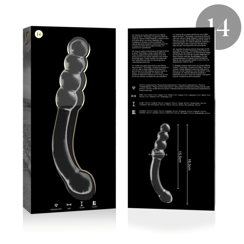 NEBULA SERIES BY IBIZA - MODÈLE 14 GODE EN VERRE BOROSILICATE CLAIR 18.5 CM -O- 3 CM NEBULA SERIES BY IBIZA