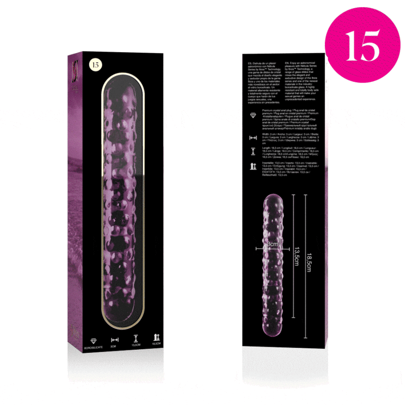 NEBULA SERIES BY IBIZA - MODÈLE 15 GODE EN VERRE BOROSILICATE ROSE 18.5 CM -O- 3 CM NEBULA SERIES BY IBIZA