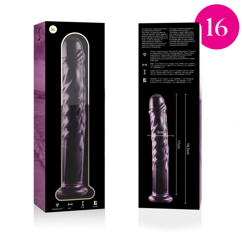 NEBULA SERIES BY IBIZA - MODÈLE 16 GODE EN VERRE BOROSILICATE ROSE 18.5 CM -O- 3 CM NEBULA SERIES BY IBIZA