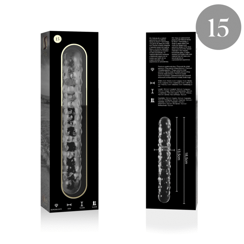 NEBULA SERIES BY IBIZA - MODÈLE 15 GODE EN VERRE BOROSILICATE CLAIR 18.5 CM -O- 3 CM NEBULA SERIES BY IBIZA