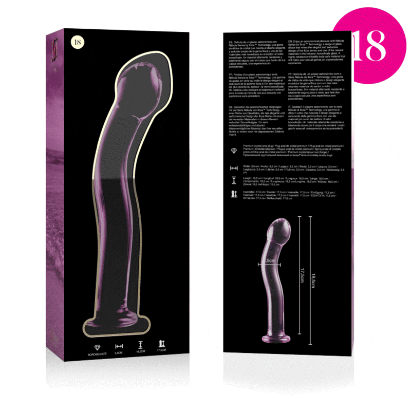 NEBULA SERIES BY IBIZA - MODÈLE 18 GODE EN VERRE BOROSILICATE ROSE 18.5 CM -O- 3.5 CM NEBULA SERIES BY IBIZA