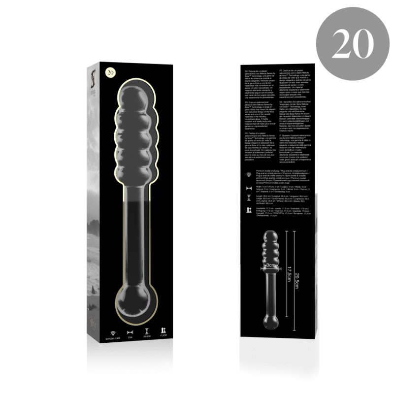 NEBULA SERIES BY IBIZA - MODÈLE 20 GODE EN VERRE BOROSILICATE CLAIR 20.5 CM -O- 3 CM NEBULA SERIES BY IBIZA