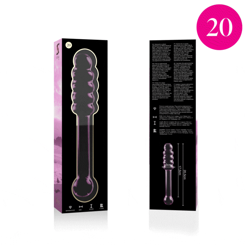 NEBULA SERIES BY IBIZA - MODÈLE 20 GODE EN VERRE BOROSILICATE ROSE 20.5 CM -O- 3 CM NEBULA SERIES BY IBIZA