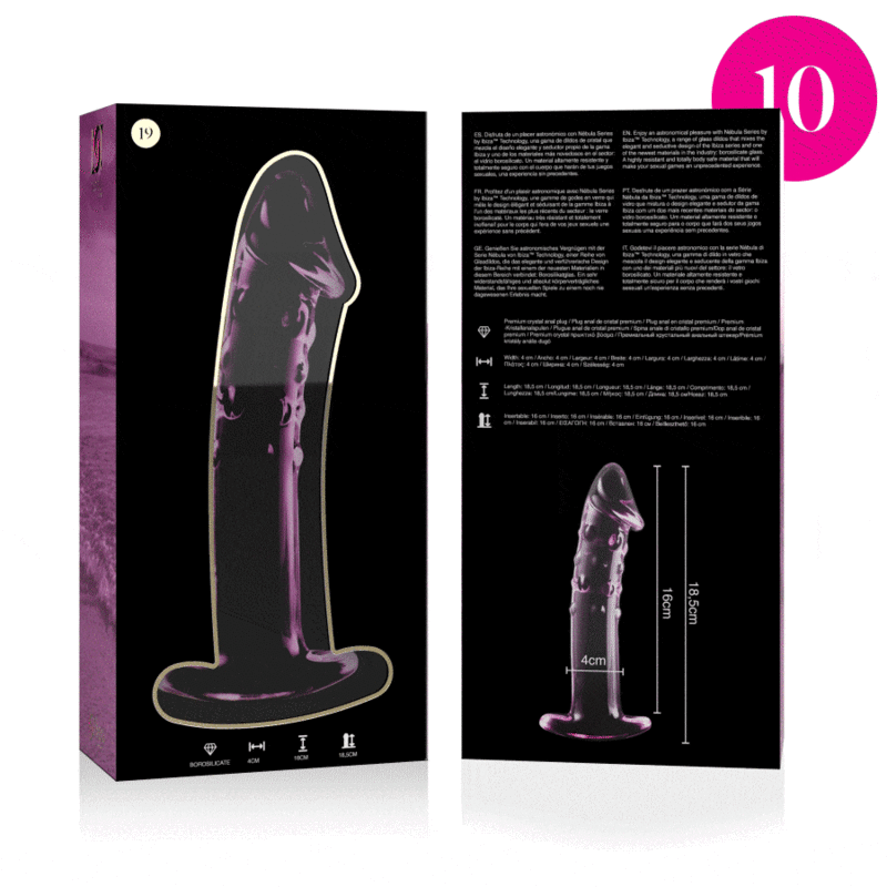 NEBULA SERIES BY IBIZA - MODÈLE 19 GODE EN VERRE BOROSILICATE ROSE 18.5 CM -O- 4 CM NEBULA SERIES BY IBIZA