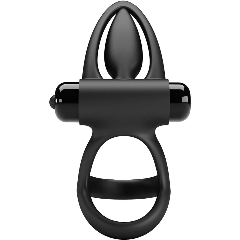 PRETTY LOVE - ANNEAU VIBRANT 10 VIBRATIONS SILICONE NOIR PRETTY LOVE MALE