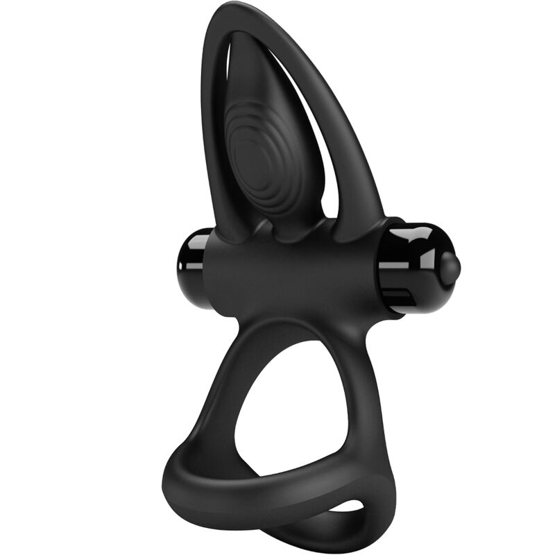 PRETTY LOVE - ANNEAU VIBRANT 10 VIBRATIONS SILICONE NOIR PRETTY LOVE MALE