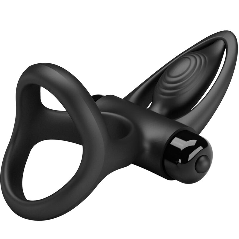 PRETTY LOVE - ANNEAU VIBRANT 10 VIBRATIONS SILICONE NOIR PRETTY LOVE MALE