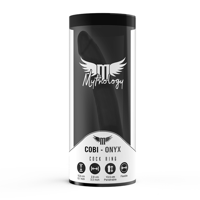 MYTHOLOGY - GODE ANAL COBI ONYX AVEC ANNEAU DE BITE ET TESTICULE 13 CM EN SILICONE MYTHOLOGY FANTASY DILDO