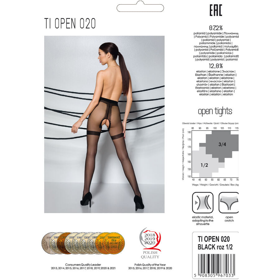 PASSION - TIOPEN 020 COLLANT NOIR 3/4 20 DEN PASSION WOMAN GARTER & STOCK