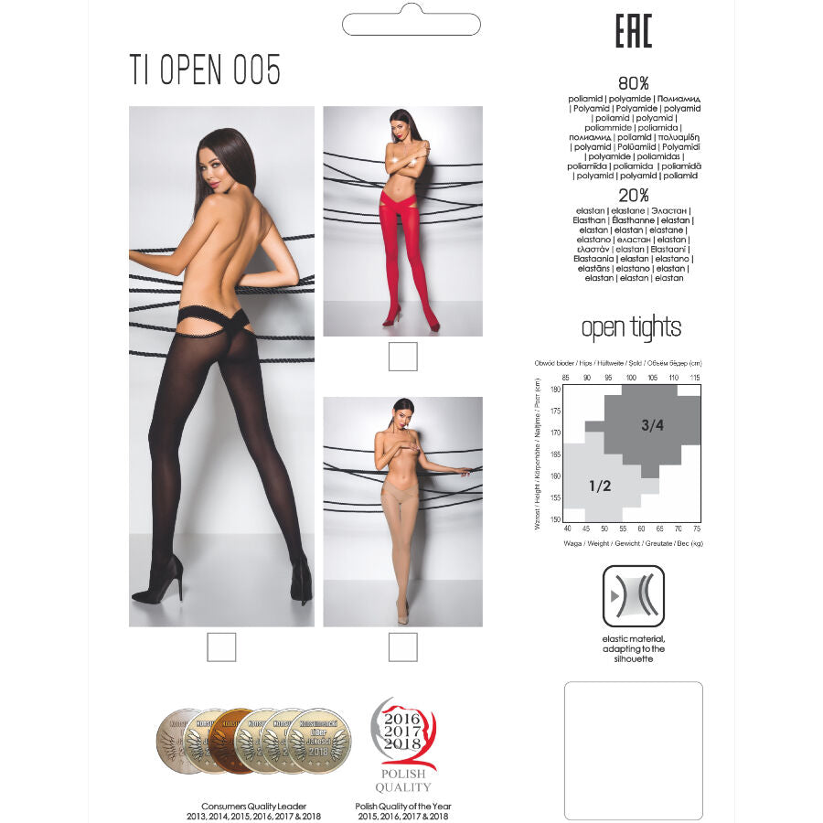 PASSION - TIOPEN 005 COLLANT ROUGE 3/4 60 DEN PASSION WOMAN GARTER & STOCK