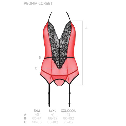PASSION - PEONIA CORSET LIGNE ÉROTIQUE ROUGE L/XL PASSION WOMAN