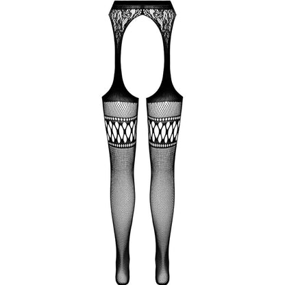 PASSION - COLLANT NOIR AVEC JARRETIÈRE S026 TAILLE UNIQUE PASSION WOMAN GARTER & STOCK