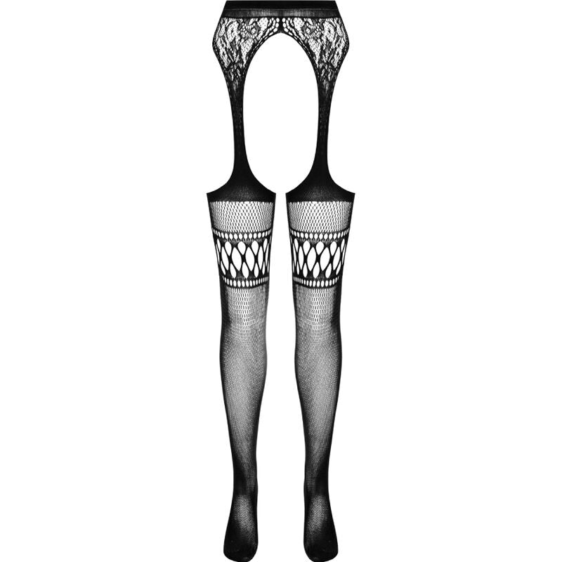 PASSION - COLLANT NOIR AVEC JARRETIÈRE S026 TAILLE UNIQUE PASSION WOMAN GARTER & STOCK