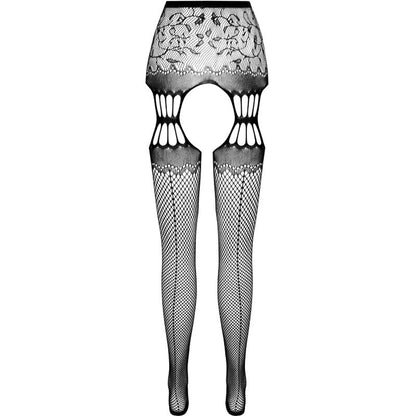 PASSION - COLLANT NOIR AVEC JARRETIÈRE S027 TAILLE UNIQUE PASSION WOMAN GARTER & STOCK
