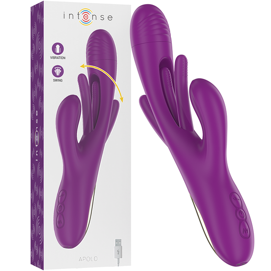 INTENSE - APOLO VIBRATEUR MULTIFONCTION RECHARGEABLE 7 VIBRATIONS AVEC LANGUE OSCILLANTE VIOLET INTENSE FUN TOYS