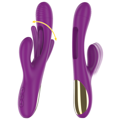 INTENSE - APOLO VIBRATEUR MULTIFONCTION RECHARGEABLE 7 VIBRATIONS AVEC LANGUE OSCILLANTE VIOLET INTENSE FUN TOYS