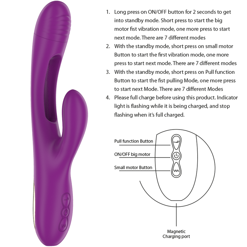 INTENSE - APOLO VIBRATEUR MULTIFONCTION RECHARGEABLE 7 VIBRATIONS AVEC LANGUE OSCILLANTE VIOLET INTENSE FUN TOYS