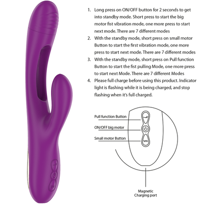 INTENSE - APOLO VIBRATEUR MULTIFONCTION RECHARGEABLE 7 VIBRATIONS AVEC LANGUE OSCILLANTE VIOLET INTENSE FUN TOYS