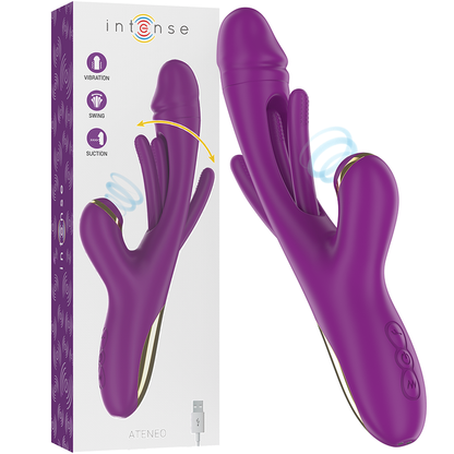 INTENSE - ATENEO VIBRATEUR MULTIFONCTION RECHARGEABLE 7 VIBRATIONS AVEC LANGUE OSCILLANTE ET ASPIRATION VIOLETTE INTENSE FUN TOYS