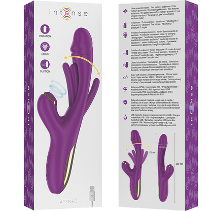 INTENSE - ATENEO VIBRATEUR MULTIFONCTION RECHARGEABLE 7 VIBRATIONS AVEC LANGUE OSCILLANTE ET ASPIRATION VIOLETTE INTENSE FUN TOYS