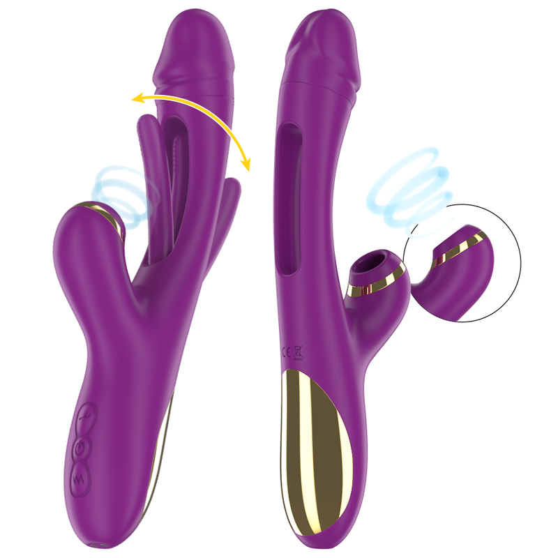 INTENSE - ATENEO VIBRATEUR MULTIFONCTION RECHARGEABLE 7 VIBRATIONS AVEC LANGUE OSCILLANTE ET ASPIRATION VIOLETTE INTENSE FUN TOYS