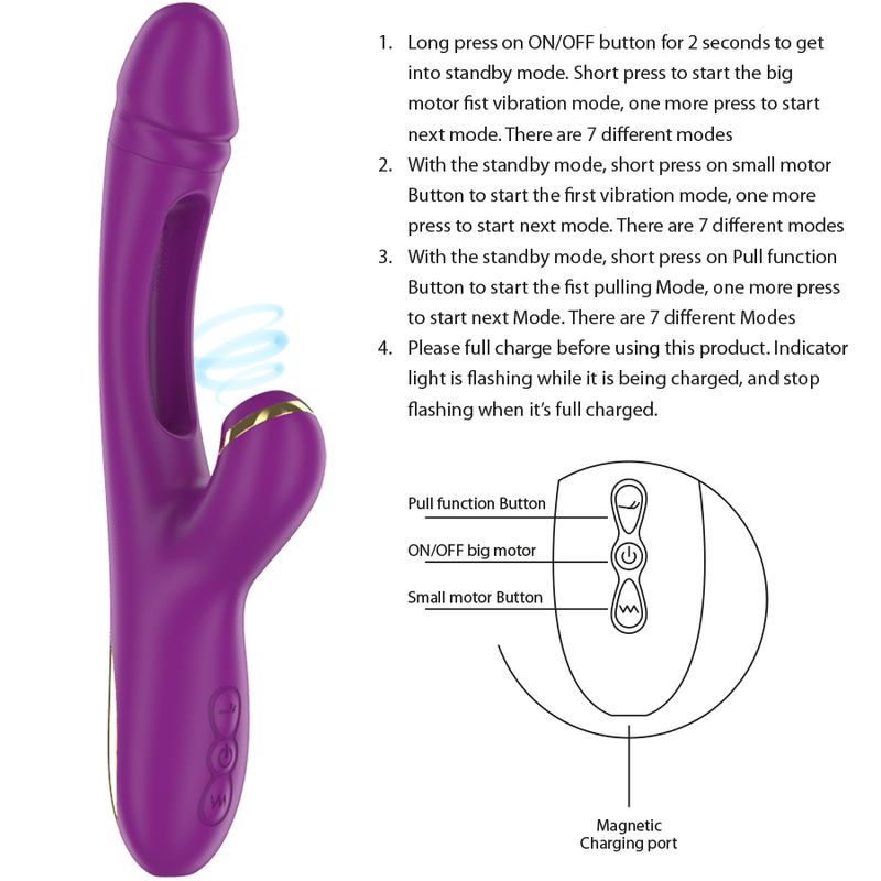 INTENSE - ATENEO VIBRATEUR MULTIFONCTION RECHARGEABLE 7 VIBRATIONS AVEC LANGUE OSCILLANTE ET ASPIRATION VIOLETTE INTENSE FUN TOYS