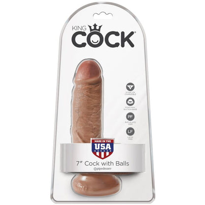 KING COCK - PÉNIS RÉALISTE AVEC BOULES 13.2 CM CARAMEL KING COCK