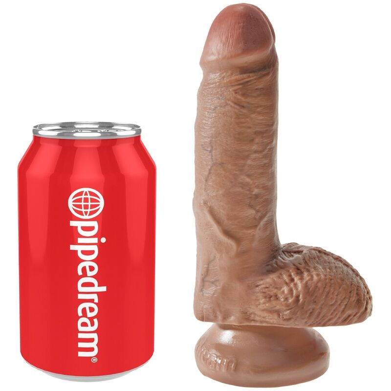 KING COCK - PÉNIS RÉALISTE AVEC BOULES 13.2 CM CARAMEL KING COCK