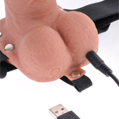 FETISH FANTASY SERIES - HARNAIS RÉGLABLE PÉNIS RÉALISTE AVEC BALLES RECHARGEABLES ET VIBRATEUR 17,8 CM FETISH FANTASY SERIES