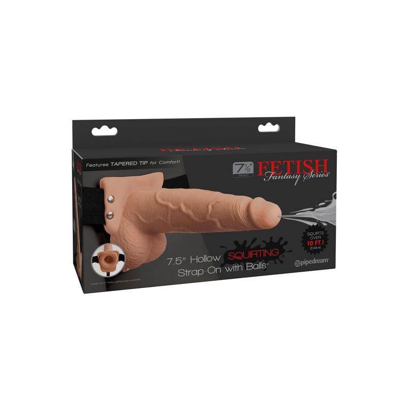 FETISH FANTASY SERIES - HARNAIS RÉGLABLE PÉNIS RÉALISTE AVEC BALLES ÉJACULANTES 19 CM FETISH FANTASY SERIES
