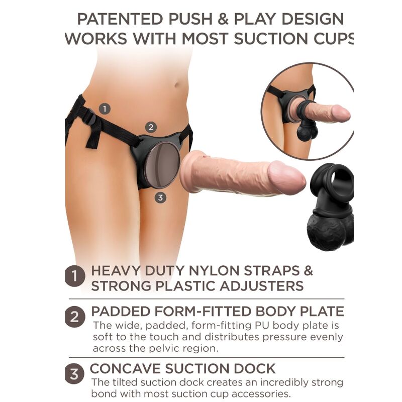KING COCK - ELITE KIT HARNAIS RÉGLABLE DELUXE ANNEAU AVEC TESTICULES & GODE 20.3 CM KING COCK