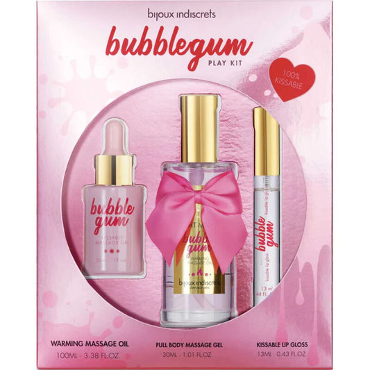 BIJOUX - INDISCRETS KIT DE JEU BUBBLEGUM AVEC HUILE, GEL ET BRILLANT LÈVRES BIJOUX LOVE COSMETIQUES
