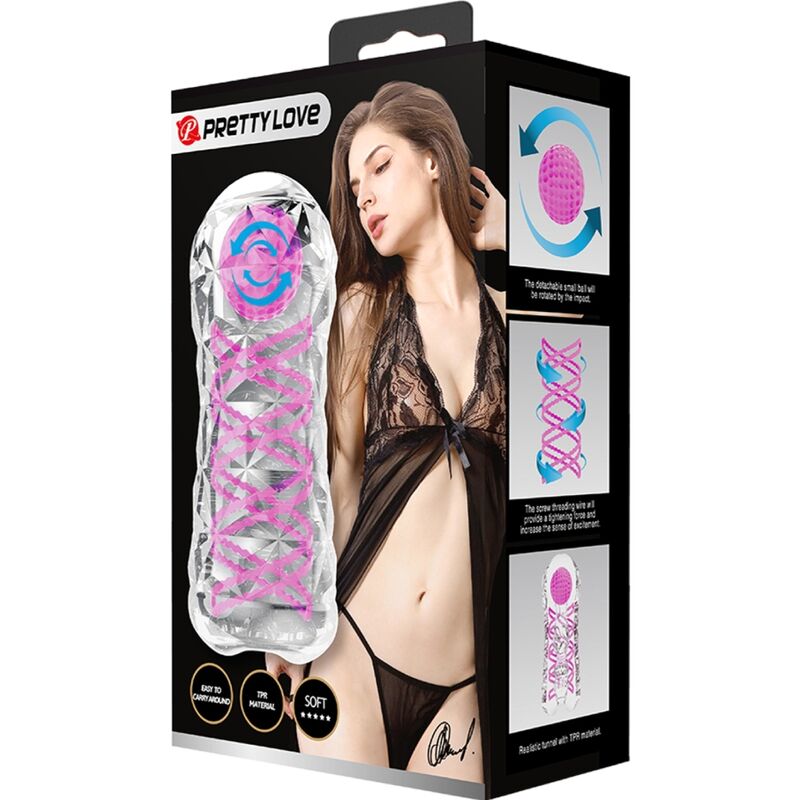 PRETTY LOVE - MASTURBATEUR MASCULIN FANTASY AVEC SPIRALE INTERNE ET BALLES TRANSPARENTES PRETTY LOVE MALE