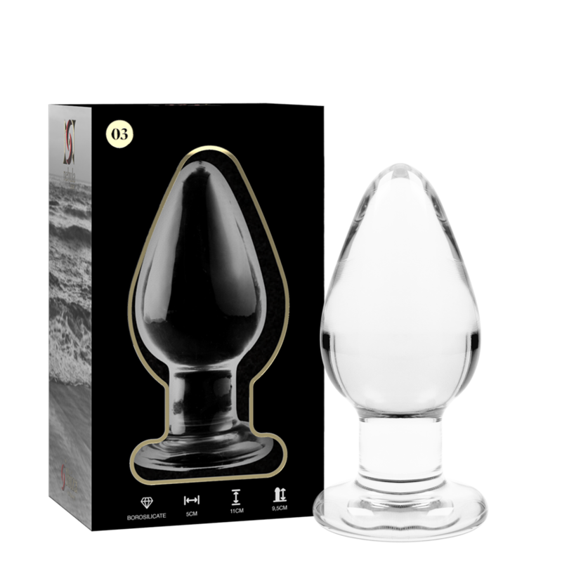 NEBULA SERIES BY IBIZA - PLUG ANAL MODÈLE 3 VERRE BOROSILICATE TRANSPARENT 11 CM -O- 5 CM NEBULA SERIES BY IBIZA