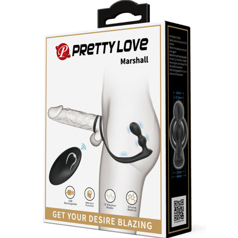 PRETTY LOVE - ANNEAU PÉNIS MARSHALL AVEC PLUG ANAL VIBRANT AVEC TÉLÉCOMMANDE PRETTY LOVE MALE