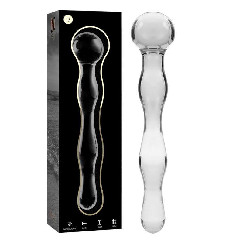 NEBULA SERIES BY IBIZA - MODÈLE 13 GODE EN VERRE BOROSILICATE CLAIR 18 CM -O- 3.5 CM NEBULA SERIES BY IBIZA