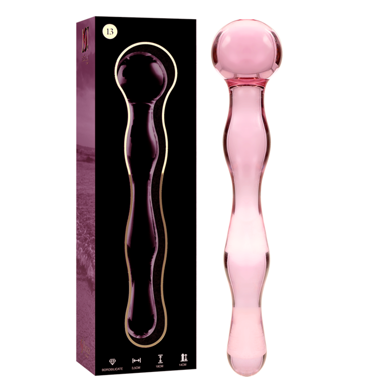 NEBULA SERIES BY IBIZA - MODÈLE 13 GODE EN VERRE BOROSILICATE ROSE 18 CM -O- 3.5 CM NEBULA SERIES BY IBIZA