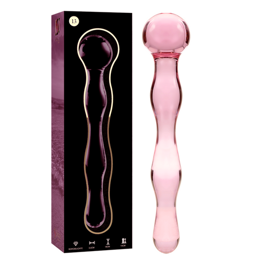 NEBULA SERIES BY IBIZA - MODÈLE 13 GODE EN VERRE BOROSILICATE ROSE 18 CM -O- 3.5 CM NEBULA SERIES BY IBIZA