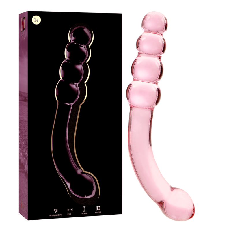 NEBULA SERIES BY IBIZA - MODÈLE 14 GODE EN VERRE BOROSILICATE ROSE 18.5 CM -O- 3 CM NEBULA SERIES BY IBIZA