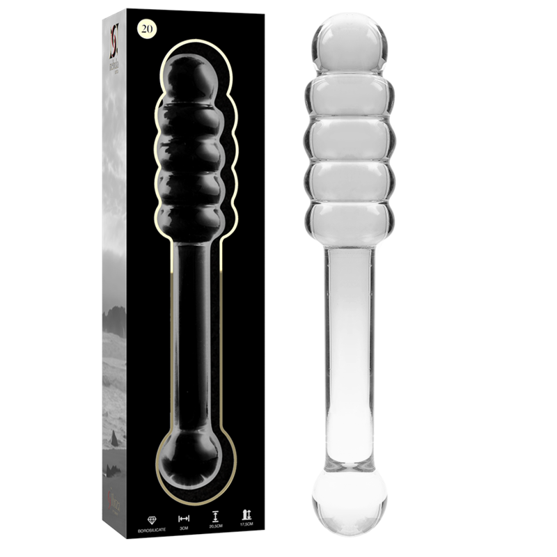 NEBULA SERIES BY IBIZA - MODÈLE 20 GODE EN VERRE BOROSILICATE CLAIR 20.5 CM -O- 3 CM NEBULA SERIES BY IBIZA