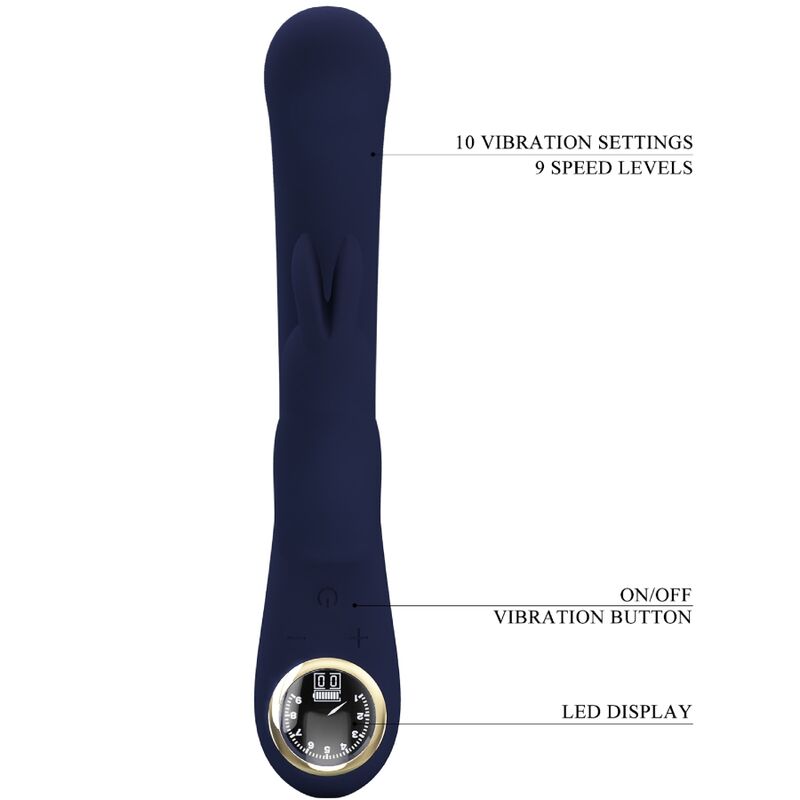 PRETTY LOVE - VIBRATEUR LAMAR LAPIN ET POINT G BLEU PRETTY LOVE LED