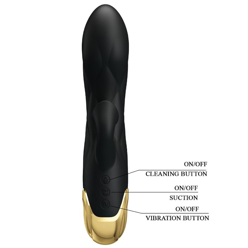 PRETTY LOVE - VIBRATEUR DE LUXE RECHARGEABLE NOIR PLAQUÉ OR PRETTY LOVE C-TYPE