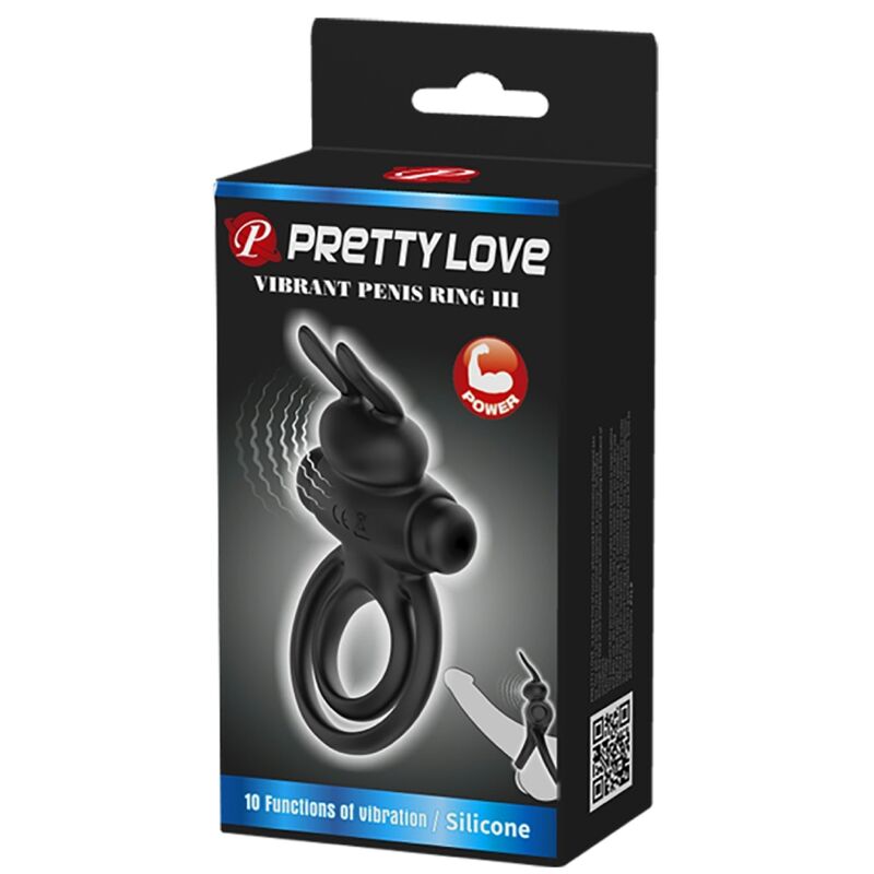 PRETTY LOVE - ANNEAU DE LAPIN VIBRATOR III POUR PÉNIS NOIR PRETTY LOVE PARTY UP