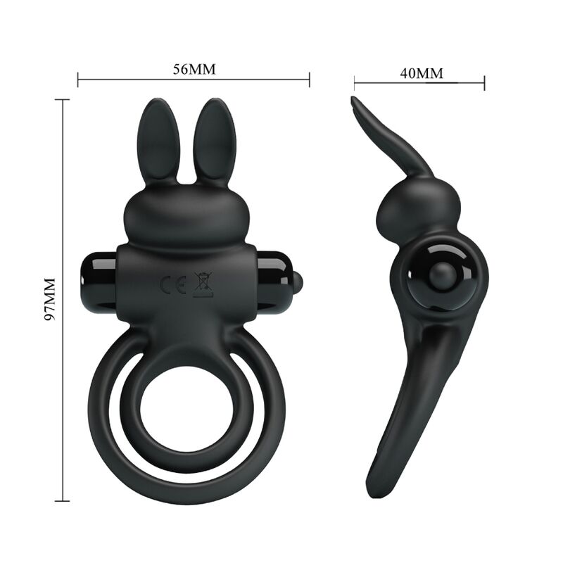 PRETTY LOVE - ANNEAU DE LAPIN VIBRATOR III POUR PÉNIS NOIR PRETTY LOVE PARTY UP