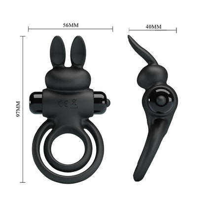 PRETTY LOVE - ANNEAU DE LAPIN VIBRATOR III POUR PÉNIS NOIR PRETTY LOVE PARTY UP