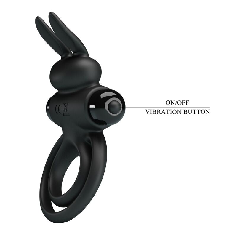 PRETTY LOVE - ANNEAU DE LAPIN VIBRATOR III POUR PÉNIS NOIR PRETTY LOVE PARTY UP