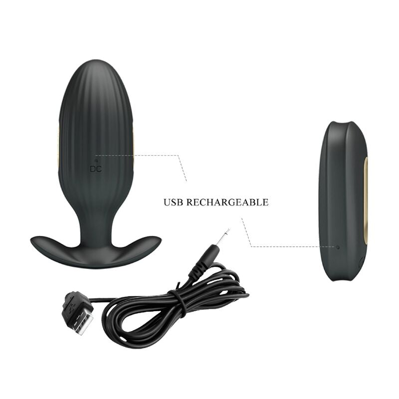 PRETTY LOVE - VIBRATEUR ANAL RECHARGEABLE KELLY PLUG NOIR PRETTY LOVE BOTTOM