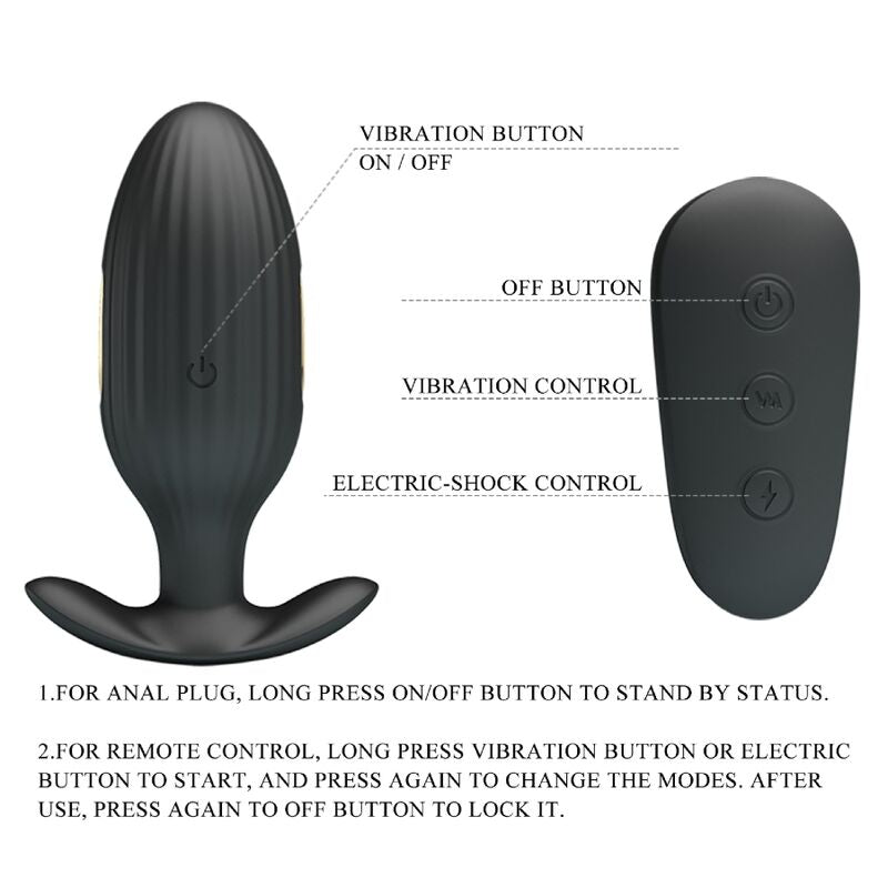 PRETTY LOVE - VIBRATEUR ANAL RECHARGEABLE KELLY PLUG NOIR PRETTY LOVE BOTTOM