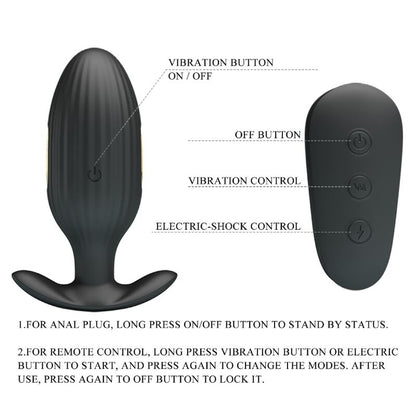 PRETTY LOVE - VIBRATEUR ANAL RECHARGEABLE KELLY PLUG NOIR PRETTY LOVE BOTTOM