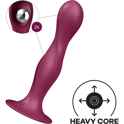 SATISFYER - GODE EN SILICONE DOUBLE BALL-R GRENAT SATISFYER PLUGS